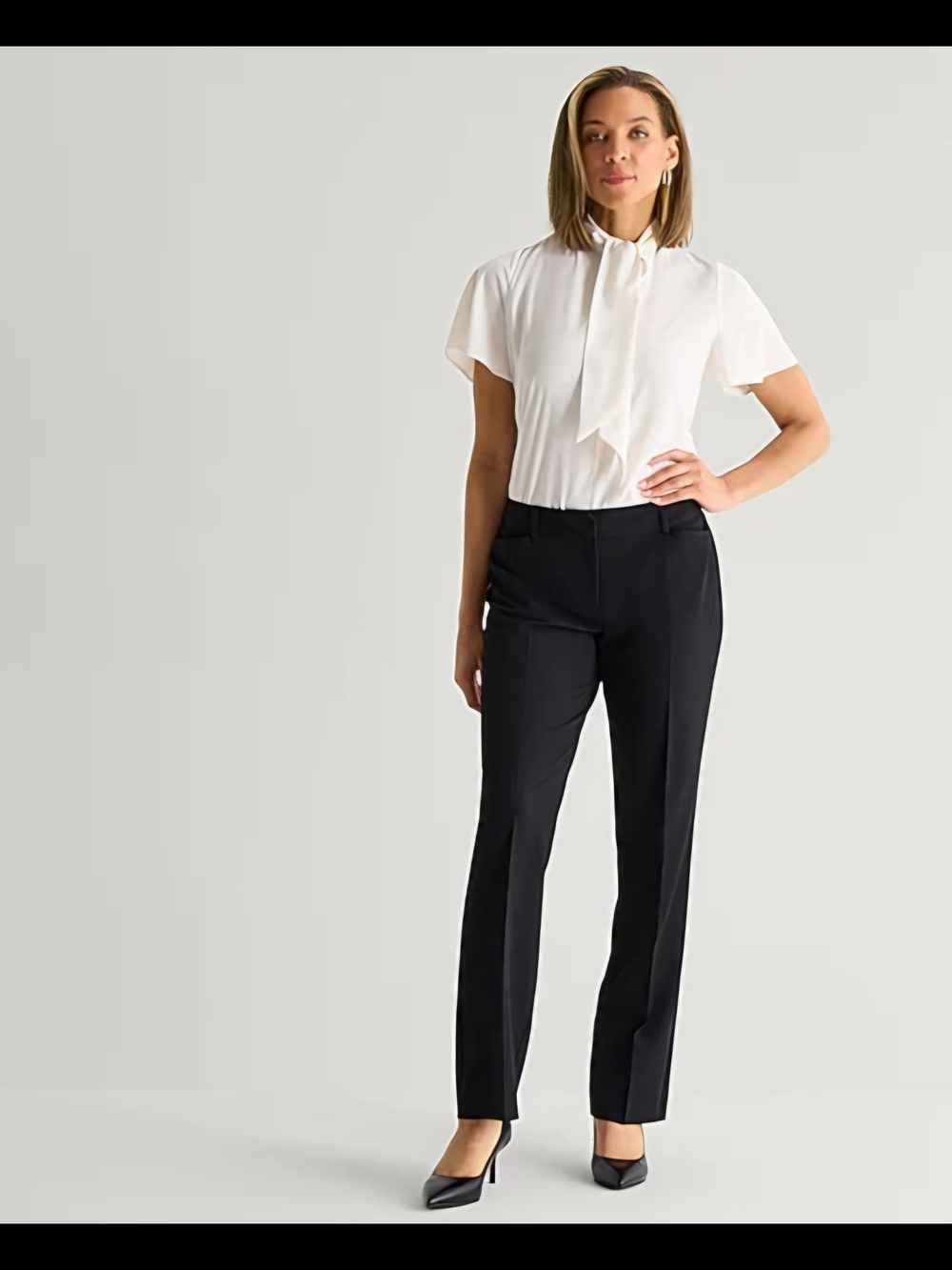 Liz Claiborne Audra Curvy Womens Straight Mid Rise Trouser Black Misses 8